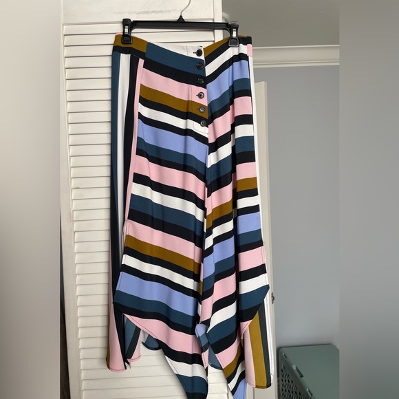Topshop Asymmetrical Multicolor Stripe Skirt - Picture 7 of 7